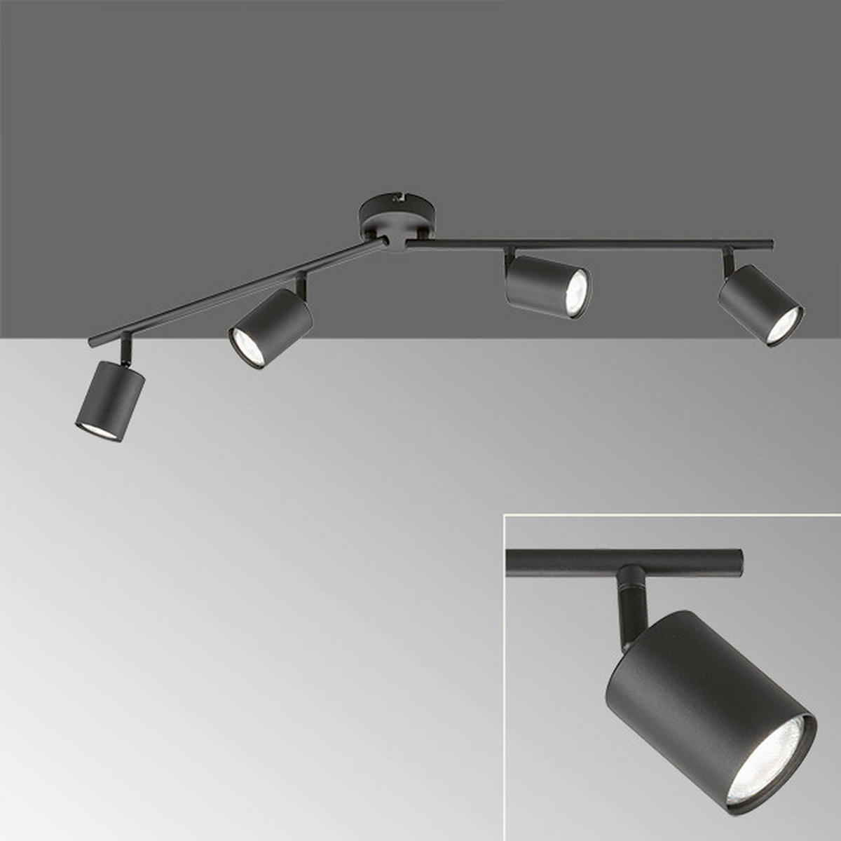 STROPNÉ LED SVIETIDLO, 79/8/13 cm - čierna, Design, kov (79/8/13cm) - Fischer & Honsel