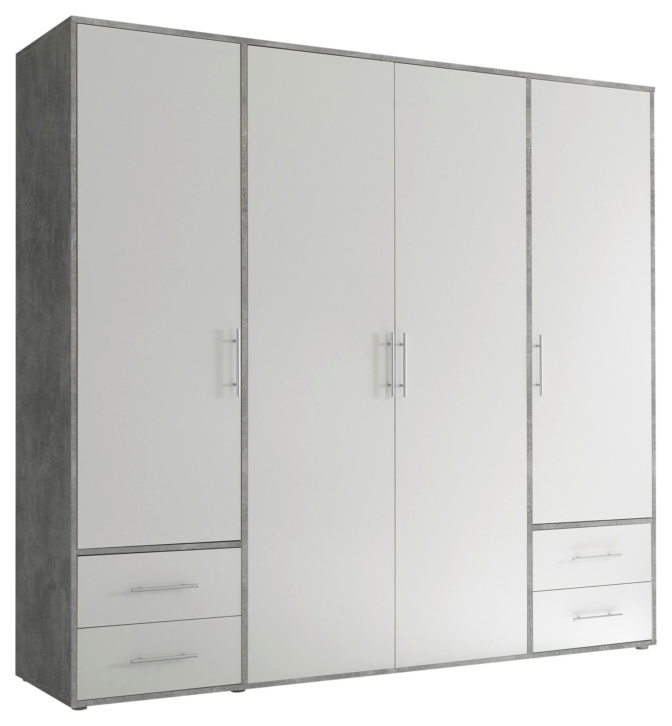 SKRIŇA S OTOČNÝMI DVERAMI, biela, svetlosivá, 206/195/60 cm - biela/svetlosivá, Konventionell, kompozitné drevo/plast (206/195/60cm) - P & B