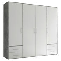 SKRIŇA S OTOČNÝMI DVERAMI, biela, svetlosivá, 206/195/60 cm - biela/svetlosivá, Konventionell, kompozitné drevo/plast (206/195/60cm) - P & B