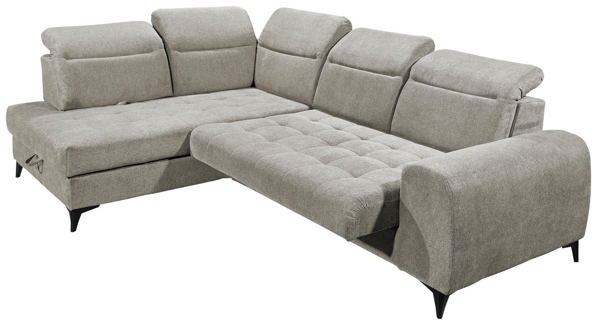 ECKSOFA in Webstoff Taupe  - Taupe/Schwarz, Konventionell, Kunststoff/Textil (200/282cm) - MID.YOU