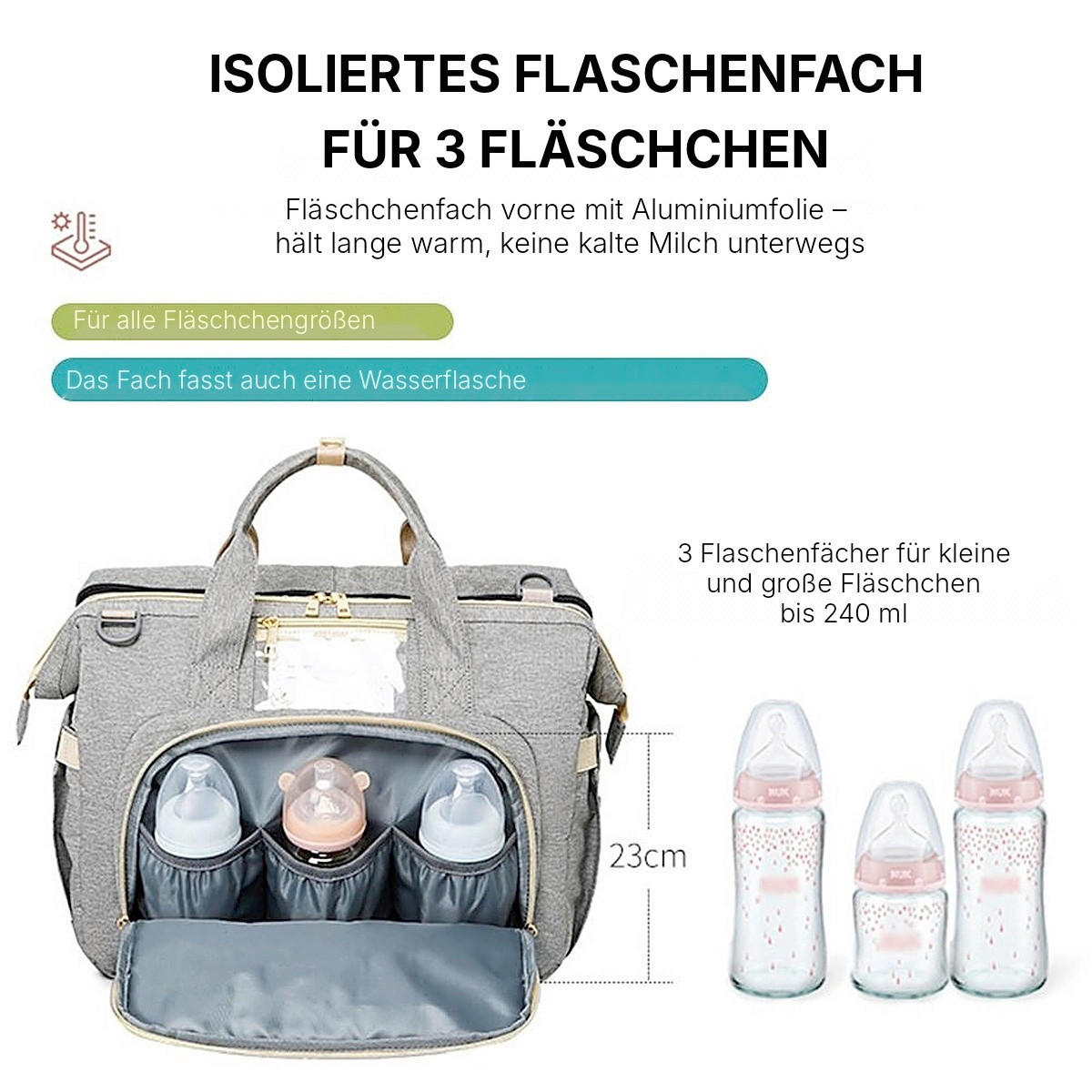 WICKELTASCHE Stella Bag  - Grau, Basics, Textil (40/30/20cm)
