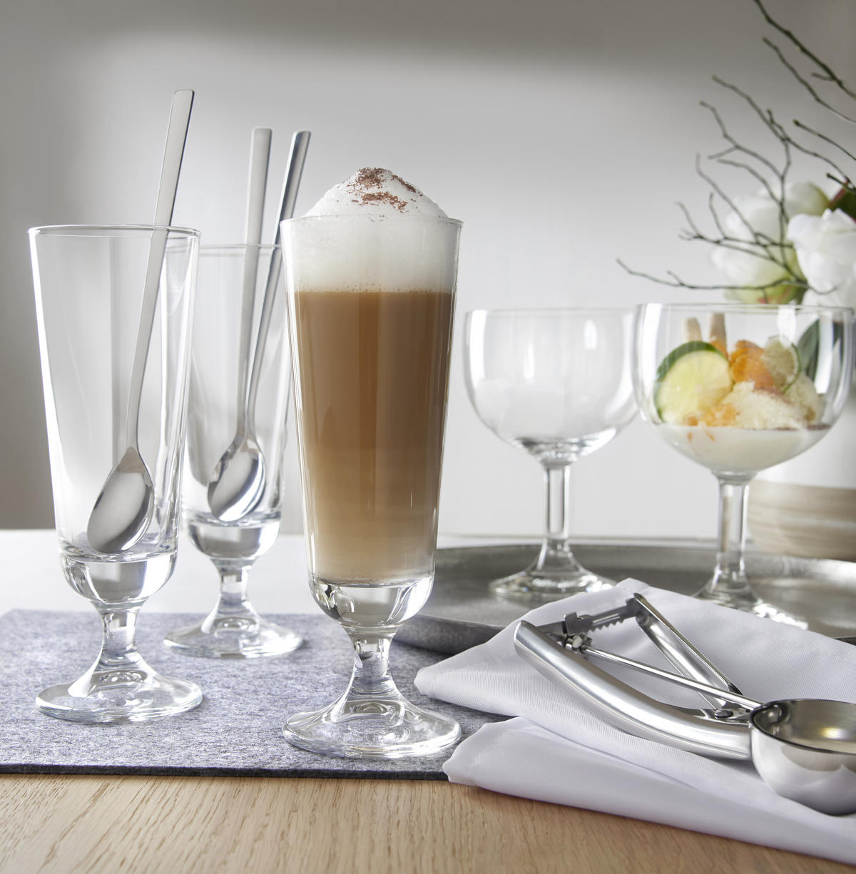 ŽLIČICA ZA LATTE MACCHIATO  Fusion  - srebrne boje, Konvencionalno, metal - Justinus