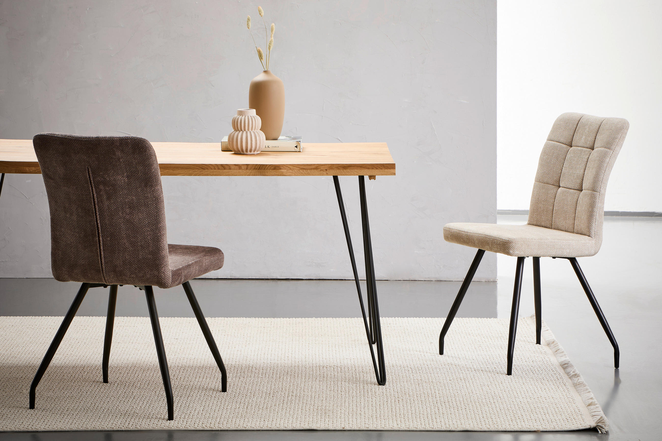 STUHL Mikrofaser Beige  - Beige/Schwarz, Design, Textil/Metall (44/88/59cm) - Boxxx