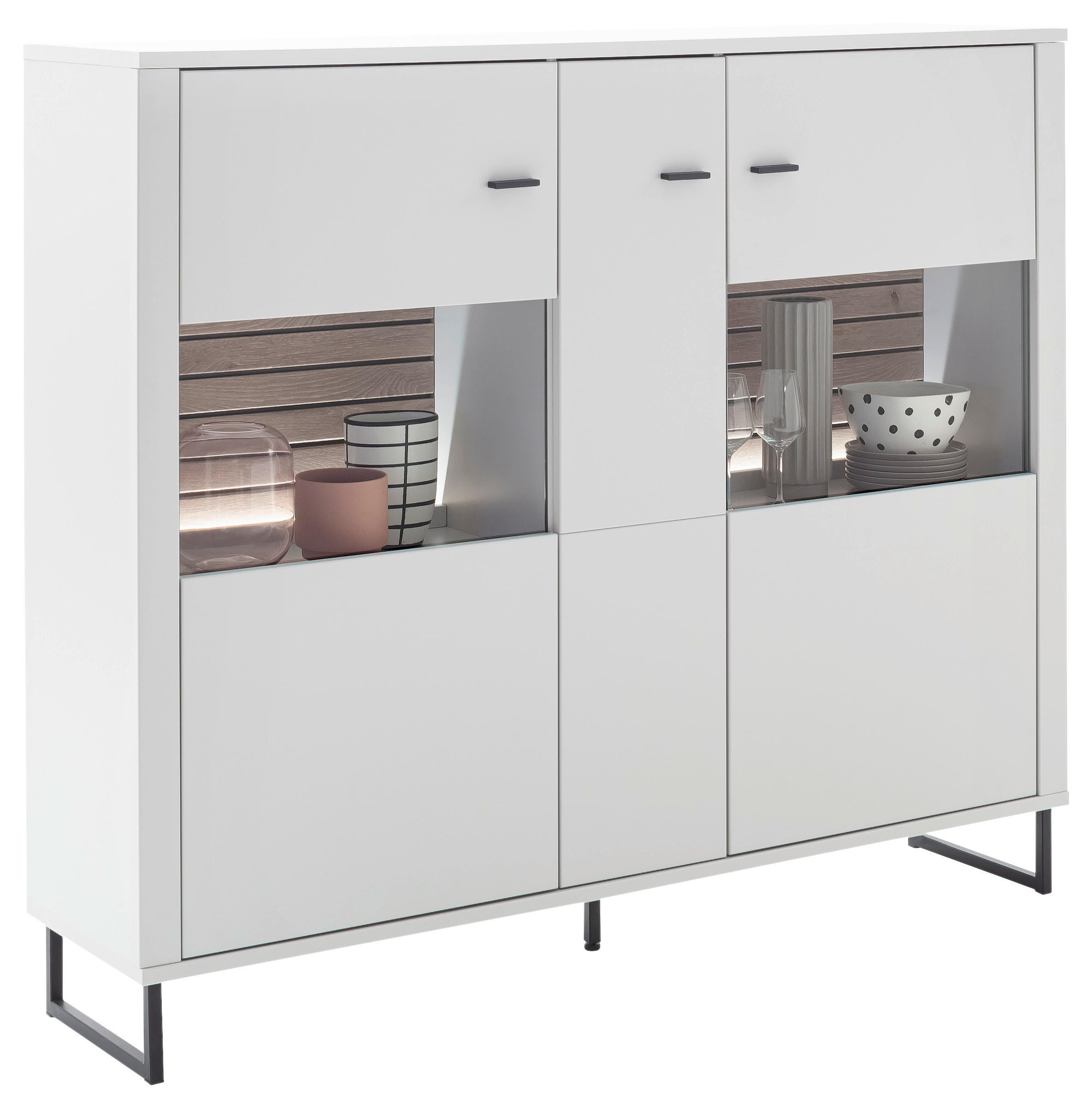 HIGHBOARD  in 159/136/37 cm  - Eichefarben/Anthrazit, Design, Glas/Holzwerkstoff (159/136/37cm) - Stylife
