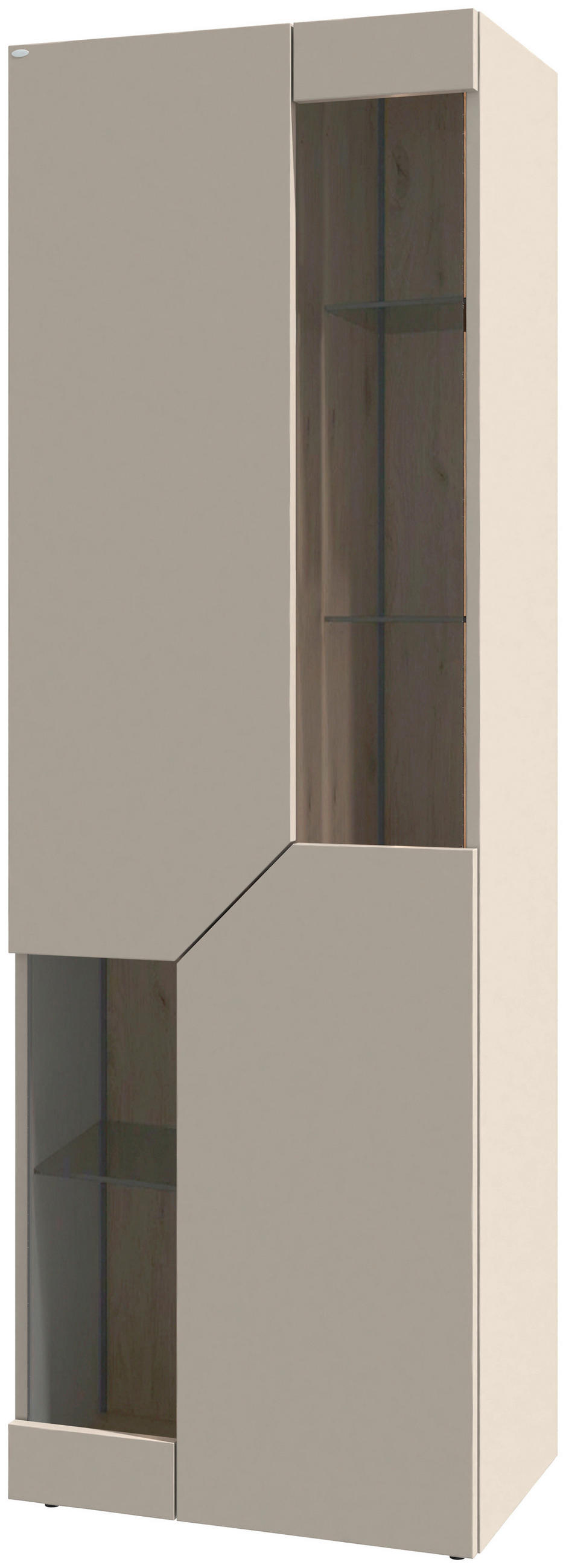 VITRINE  in furniert, mehrschichtige Massivholzplatte (Tischlerplatte), teilmassiv Wildeiche Taupe, Wildeiche - Taupe/Wildeiche, Design, Glas/Holz (64/194/43cm) - Voglauer