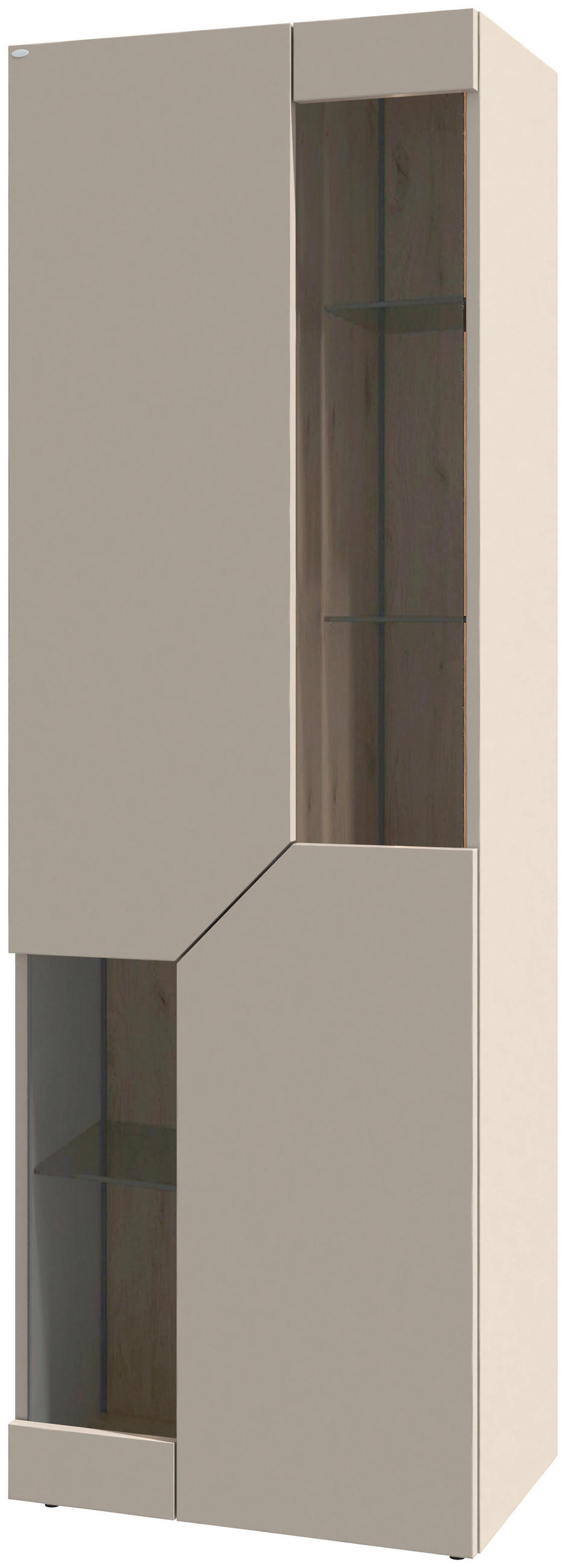 VITRINE  in furniert, mehrschichtige Massivholzplatte (Tischlerplatte), teilmassiv Wildeiche Taupe, Wildeiche  - Taupe/Wildeiche, Design, Glas/Holz (64/194/43cm) - Voglauer