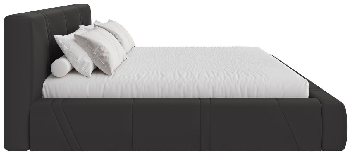 POLSTERBETT 140/200 cm,  in Anthrazit, gepolstertes Kopfteil, Lattenrost, Bettkasten,  - Anthrazit/Schwarz, Design, Holz/Kunststoff (140/200cm) - Chameo