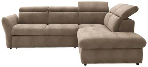 ECKSOFA in Mikrofaser Hellbraun  254/224 cm  - Hellbraun/Schwarz, Design, Kunststoff/Textil (254/224cm) - Stylife
