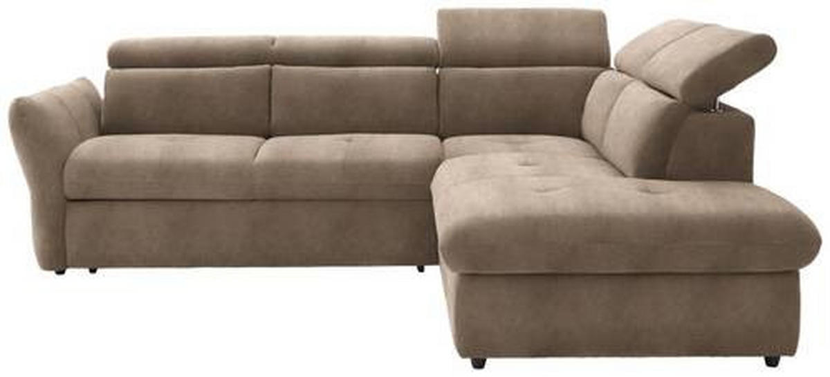 ECKSOFA in Mikrofaser Hellbraun  254/224 cm  - Hellbraun/Schwarz, Design, Kunststoff/Textil (254/224cm) - Stylife