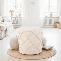 HOCKER in Textil Creme  - Creme, Basics, Textil (40/45/40cm) - Livetastic