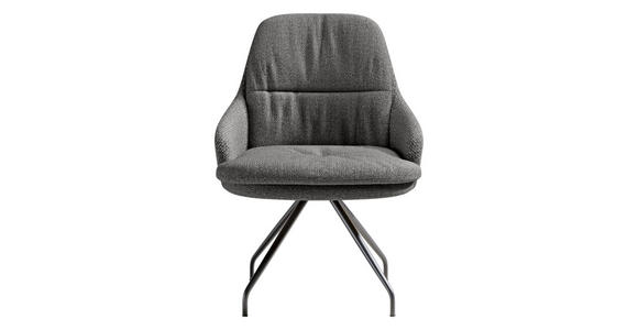 ARMLEHNSTUHL  Beinauswahl, Sitzfläche 360° drehbar, Stoff-/Lederauswahl Flachgewebe  Anthrazit  - Anthrazit/Schwarz, Design, Textil/Metall (60/86/66cm) - Dieter Knoll