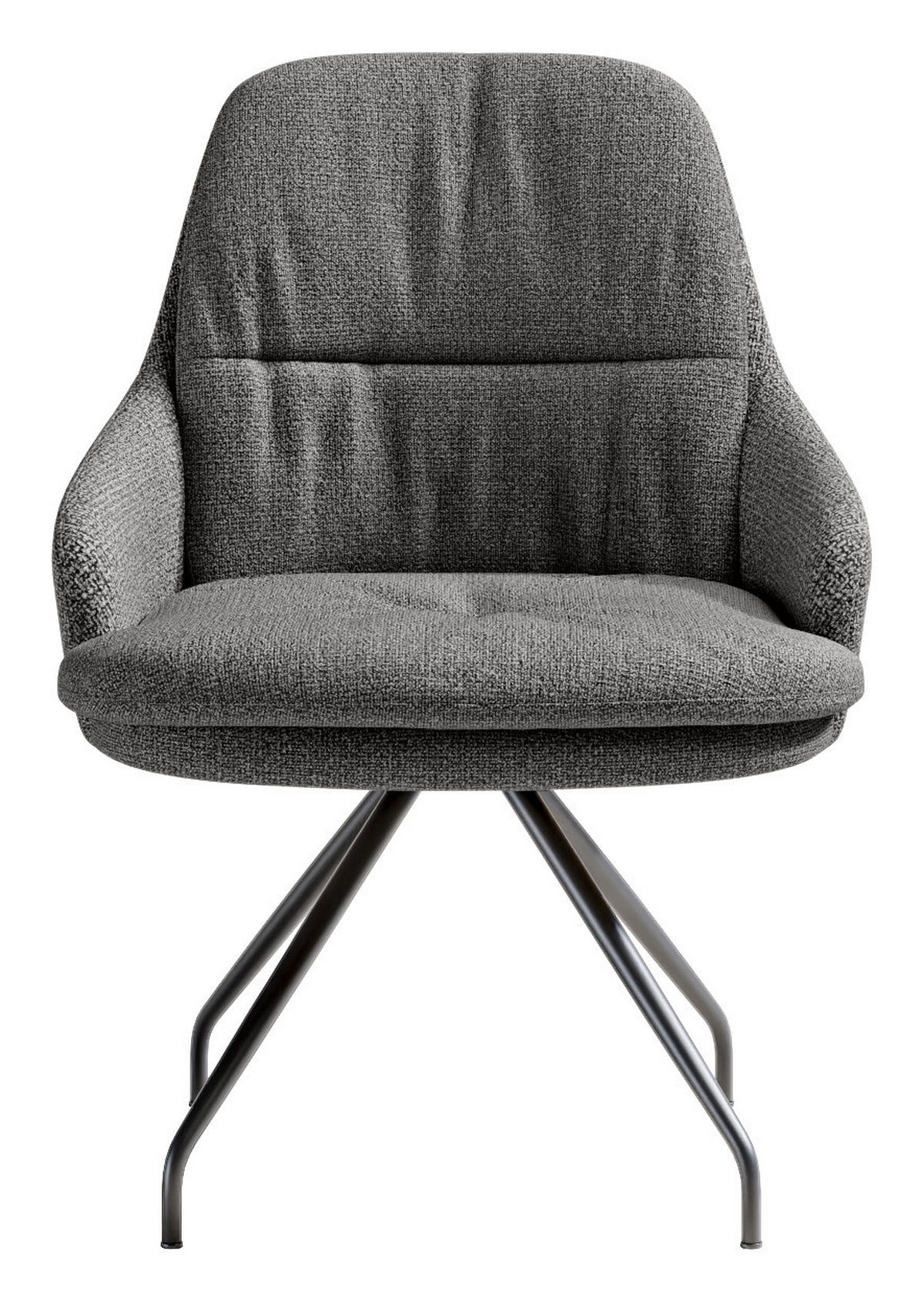 ARMLEHNSTUHL  Beinauswahl, Sitzfläche 360° drehbar, Stoff-/Lederauswahl Flachgewebe  Anthrazit  - Anthrazit/Schwarz, Design, Textil/Metall (60/86/66cm) - Dieter Knoll