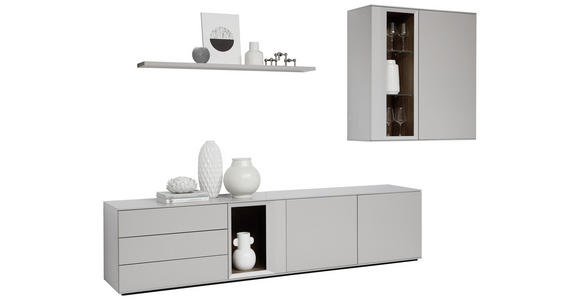 WOHNWAND 300/199/47 cm in Grau - Schwarz/Grau, Design, Glas/Holzwerkstoff (300/199/47cm) - Dieter Knoll