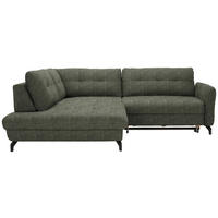 ECKSOFA in Flachgewebe, Leinenoptik Grün  208/247 cm  - Schwarz/Grün, Design, Textil/Metall (208/247cm) - Xora
