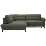 ECKSOFA in Flachgewebe, Leinenoptik Grün  208/247 cm  - Schwarz/Grün, Design, Textil/Metall (208/247cm) - Xora