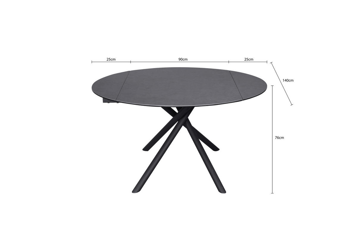 JEDILNA MIZA, antracit, črna  - črna/antracit, Trendi, kovina/steklo (90-140/76/140cm) - MID.YOU
