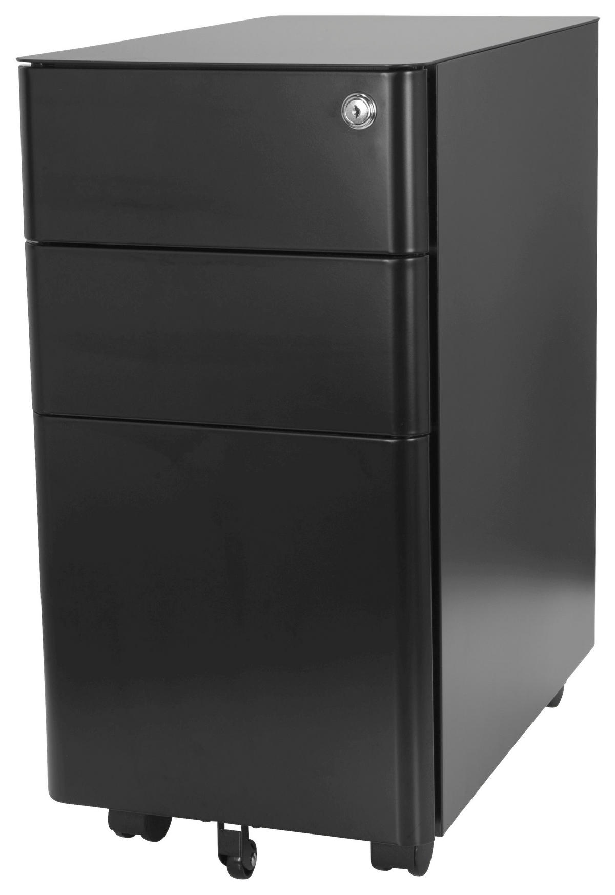 ROLLCONTAINER Schwarz  - Schwarz, MODERN, Kunststoff/Metall (30/59/50cm) - MID.YOU