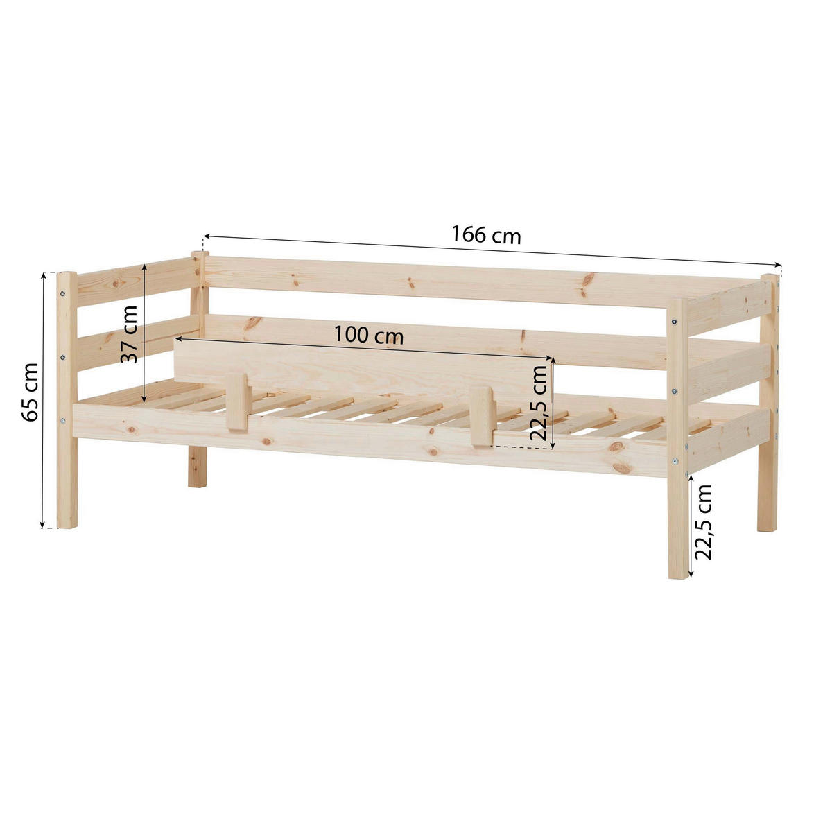 BETTSCHUTZGITTER  - Kieferfarben, MODERN, Holz (100/22,5/4cm) - MID.YOU