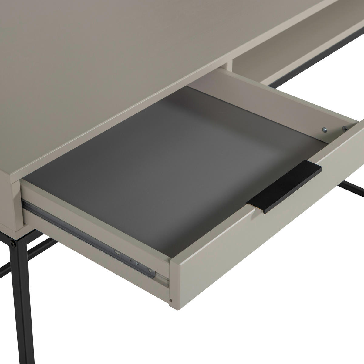 SCHREIBTISCH 130/58/75 cm  in Grau  - Schwarz/Grau, MODERN, Holz/Metall (130/58/75cm) - Livetastic