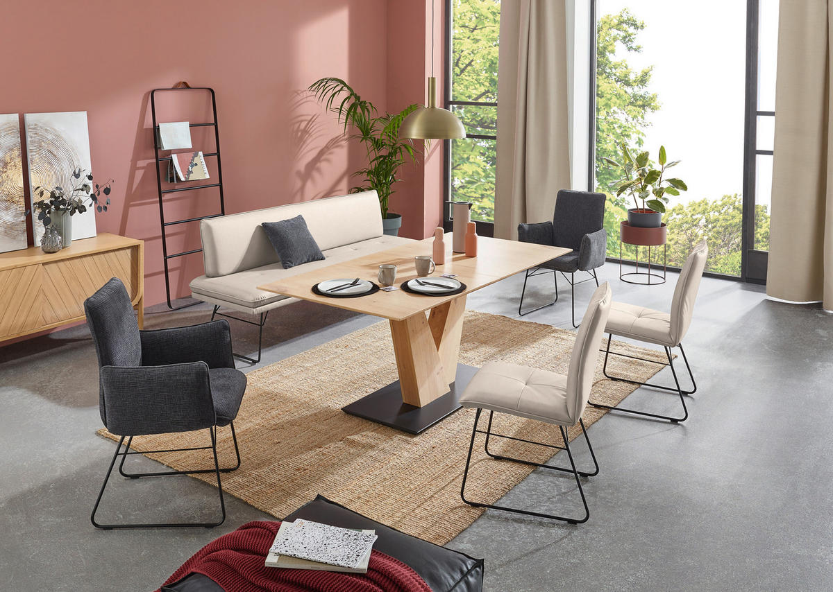 SITZBANK in Metall, Textil Creme, Schwarz  - Creme/Schwarz, Design, Textil/Metall (195/87/65cm) - Dieter Knoll