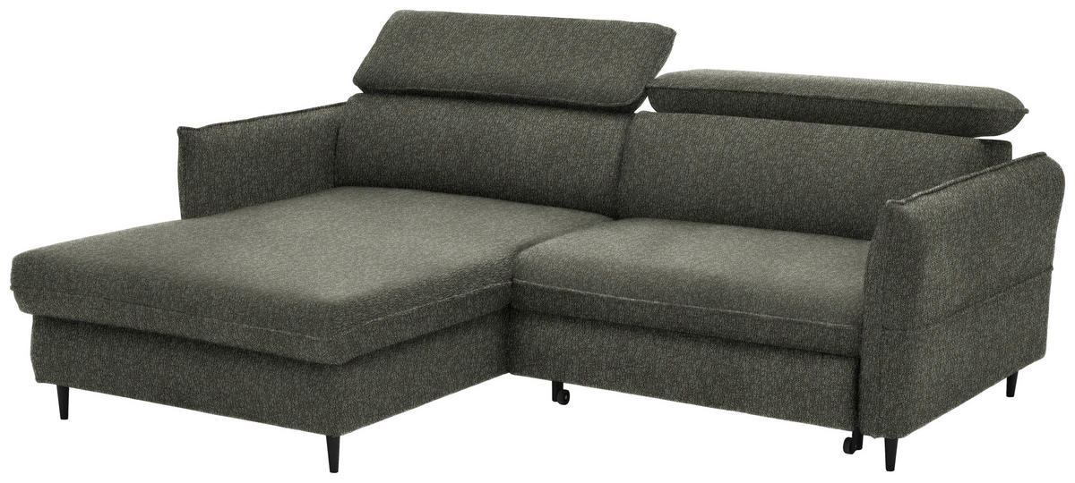 ECKSOFA in Struktur Hellgrau, Grün  - Hellgrau/Schwarz, Design, Holz/Textil (185/232cm) - Stylife