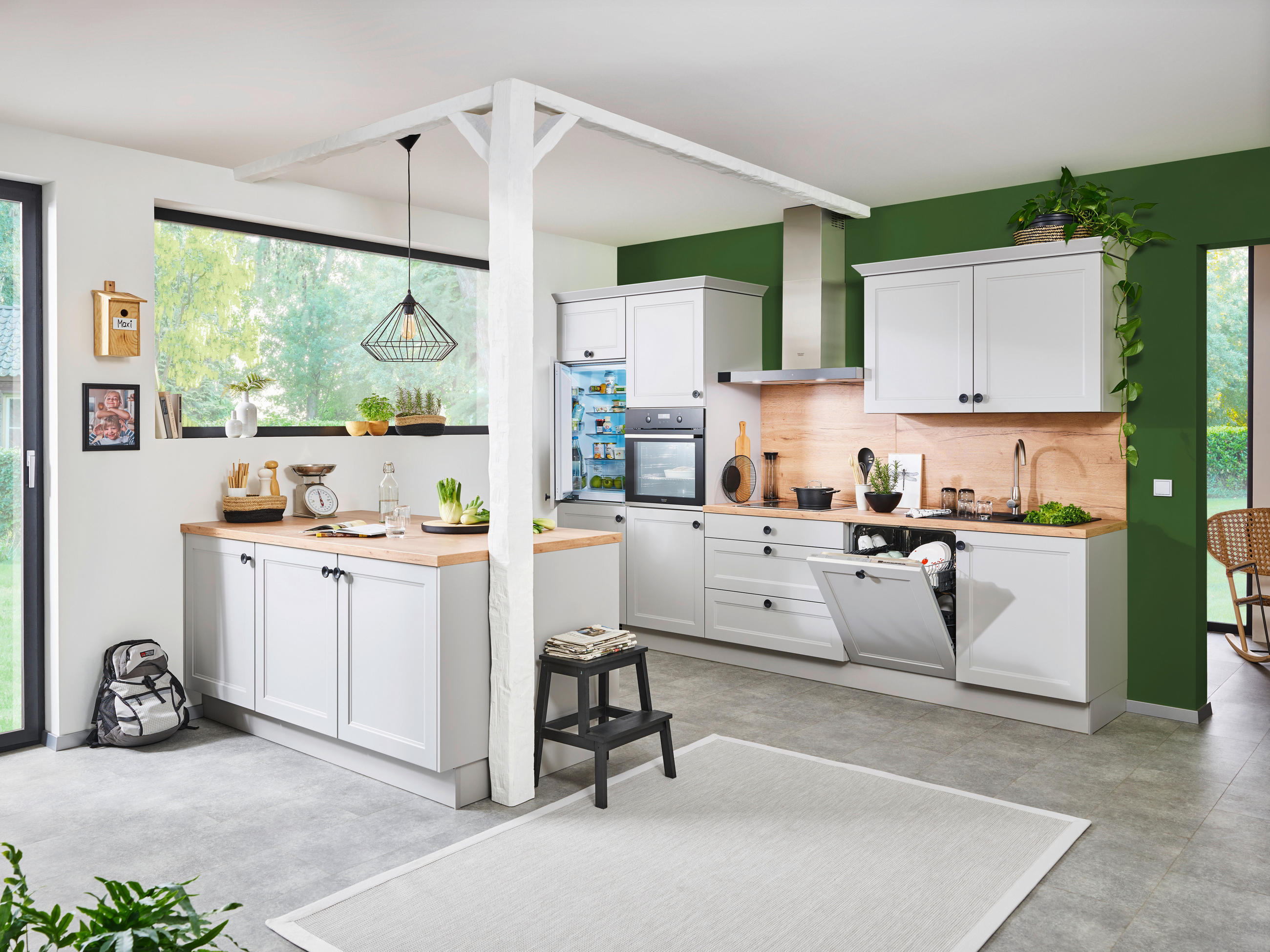 EINBAUKÜCHE CASPER  - Grau, LIFESTYLE, Holzwerkstoff - Celina