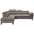 ECKSOFA Sandfarben Mikrovelours  - Sandfarben/Schwarz, KONVENTIONELL, Kunststoff/Textil (231/274cm) - Carryhome