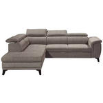 ECKSOFA Sandfarben Mikrovelours  - Sandfarben/Schwarz, KONVENTIONELL, Kunststoff/Textil (231/274cm) - Carryhome