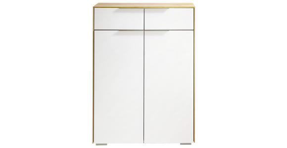 KOMMODE 80/111/37,2 cm - Eichefarben/Weiß, Design, Glas/Holzwerkstoff (80/111/37,2cm) - Voleo