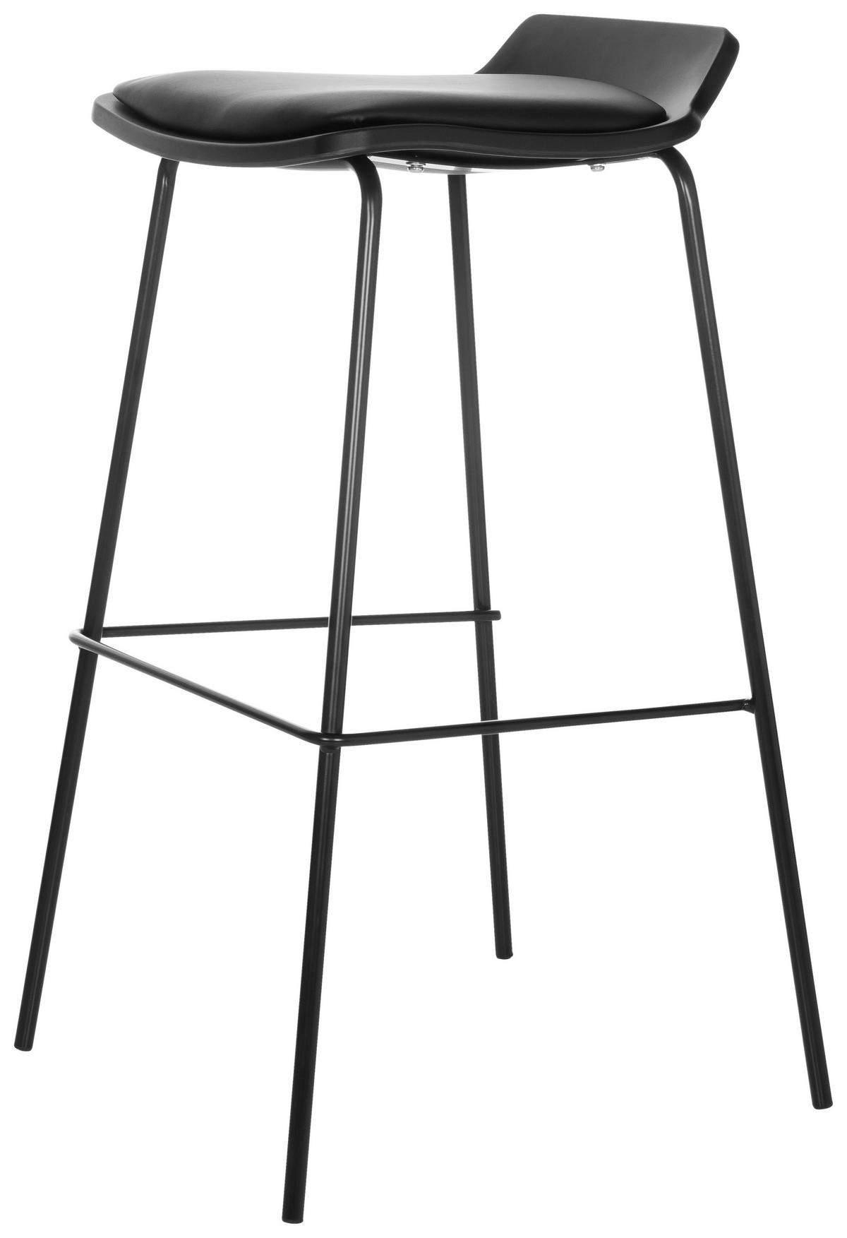 BARHOCKER Lederlook Schwarz stapelbar, abwischbar  - Schwarz, Basics, Textil/Metall (47/82/49cm) - MID.YOU