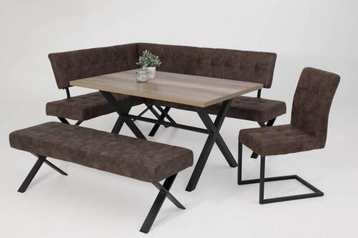 SCHWINGSTUHL-SET 2 Stück  in Stahl Lederlook  - Anthrazit/Braun, MODERN, Textil/Metall (42/91/62cm) - MID.YOU