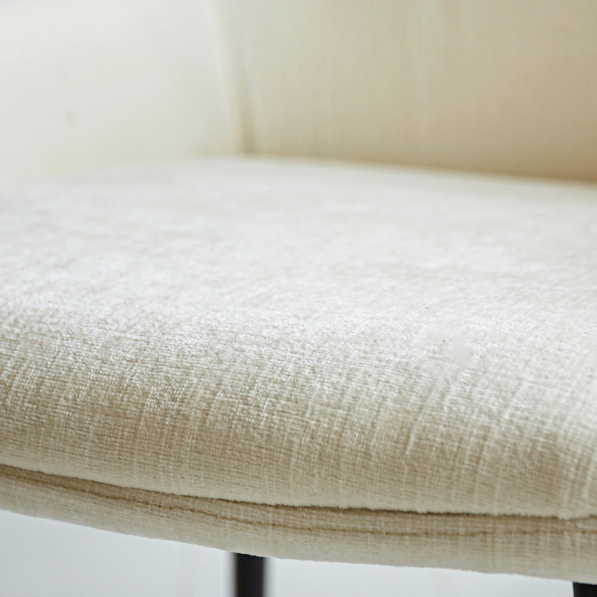 STUHL-SET 2 Stück  in Chenille  - Creme/Schwarz, MODERN, Textil/Metall (52/86/44cm) - MID.YOU