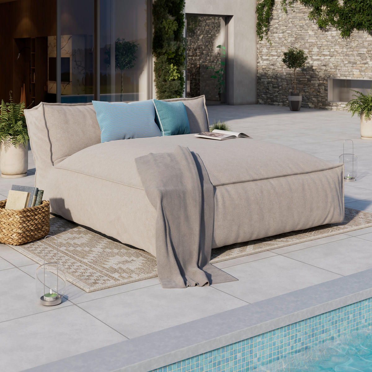 LOUNGESOFA 146/80/175 cm  - Beige, MODERN, Textil (146/80/175cm) - Ambia Garden