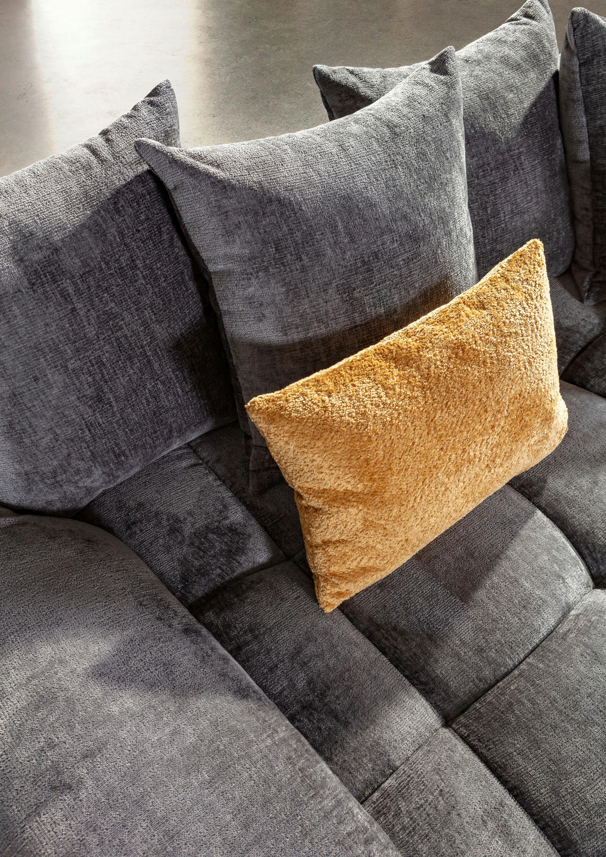 BIG SOFFA i chenille antracit  - svart/antracit, Design, textil/plast (265/67/130cm) - home24