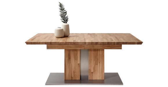 ESSTISCH in Holz, Holzwerkstoff 160(210)/90/76 cm - Eichefarben/Silberfarben, KONVENTIONELL, Holz/Holzwerkstoff (160(210)/90/76cm) - Cantus