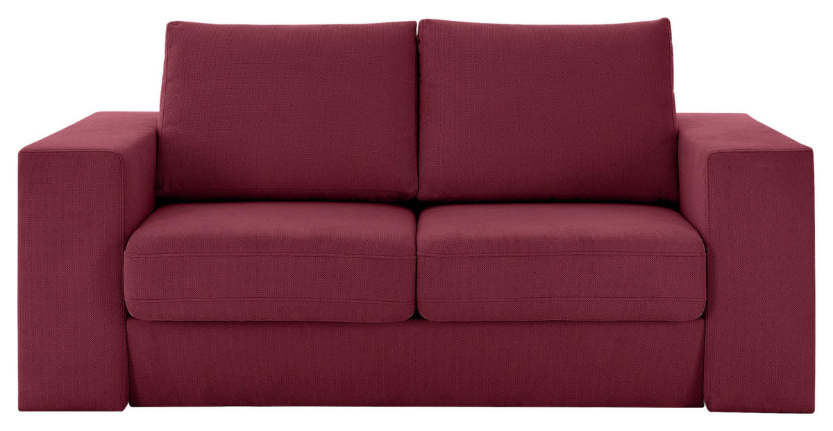 DREISITZER-SOFA inkl. Hocker in Webstoff Rot, Beere  - Eichefarben/Beere, Design, Holz/Textil (212/96/107cm) - LOOKS by W.Joop