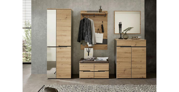 GARDEROBE 7-teilig  in 255/192/38 cm  - Graphitfarben/Eiche Artisan, Design, Glas/Holzwerkstoff (255/192/38cm) - Voleo