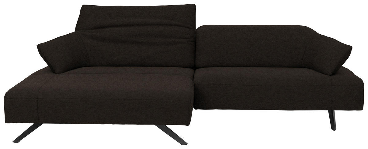 ECKSOFA in Struktur Dunkelbraun  165/276 cm  - Anthrazit/Dunkelbraun, Design, Textil/Metall (165/276cm) - Himolla