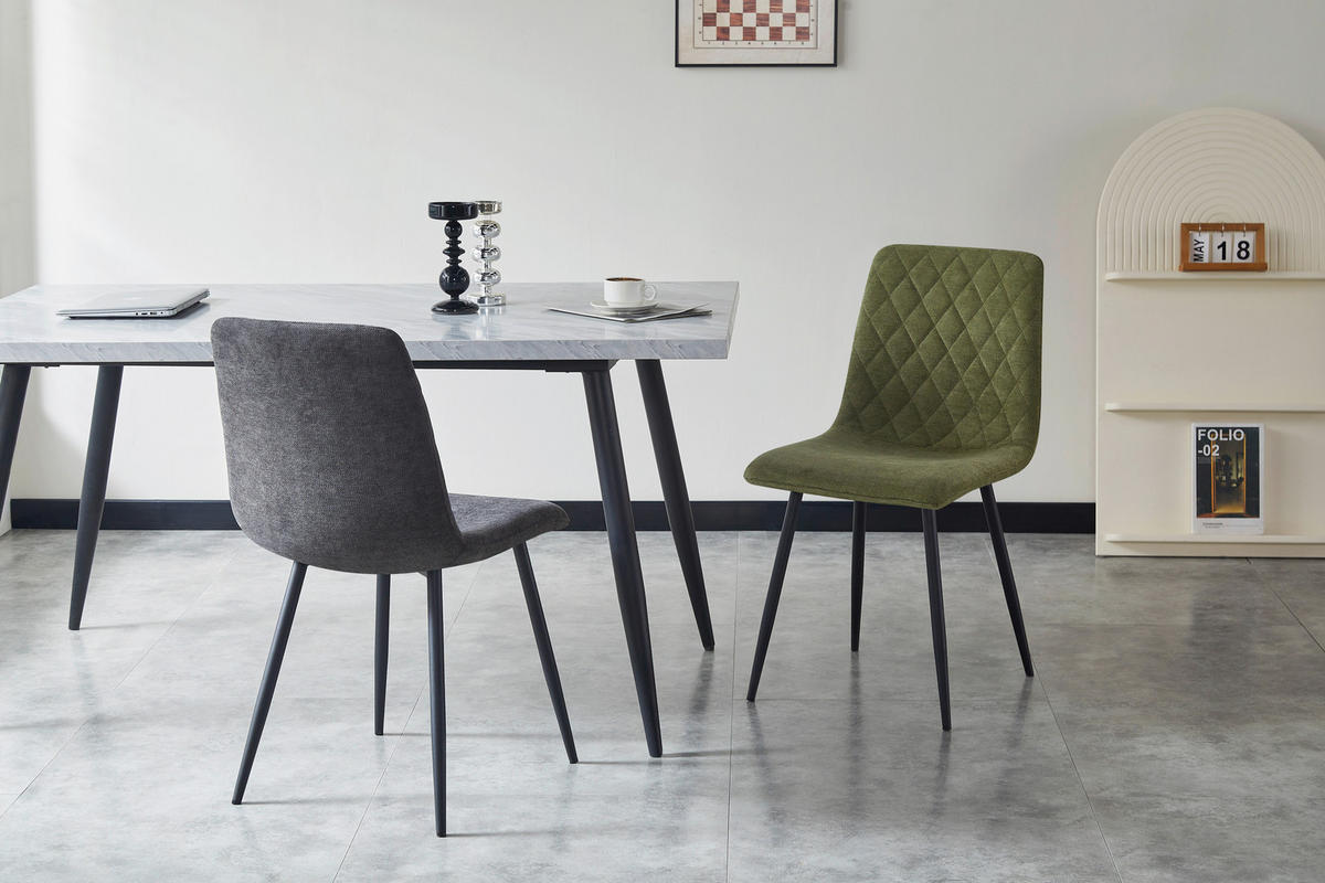 STUHL   Webstoff  - Schwarz/Olivgrün, Design, Textil/Metall (45/87/55cm) - Ti'me