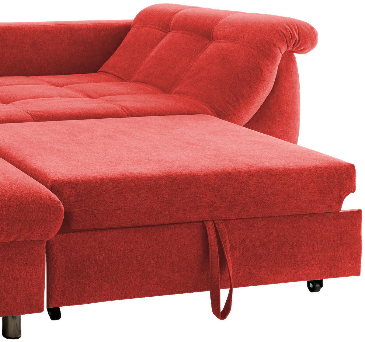 ECKSOFA Rot Mikrofaser  - Chromfarben/Rot, Design, Kunststoff/Textil (190/250cm) - Livetastic