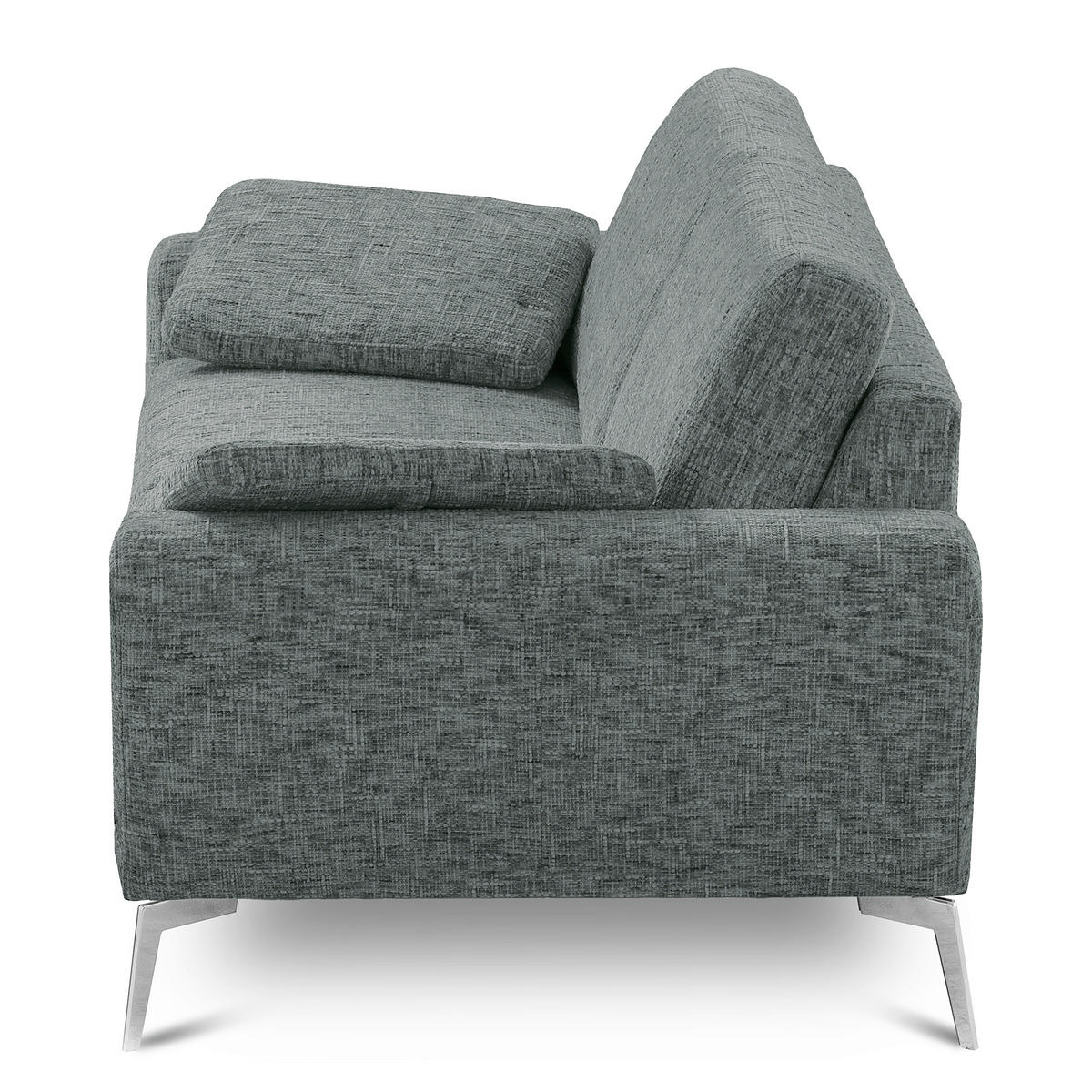3-SITZER-SOFA SPRING in Webstoff Anthrazit Modern  - Chromfarben/Anthrazit, Design, Textil/Metall (187/85/92cm) - Livetastic