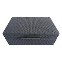 DEKORATIVNA ŠKATLA - črna, Design, leseni material/usnje (34/20/12,5cm) - Ambia Home