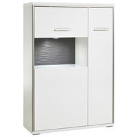 VYSOKÁ KOMODA, sivá, strieborná, biela, 94/137/38 cm - sivá/biela, Design, kov/kompozitné drevo (94/137/38cm) - Livetastic