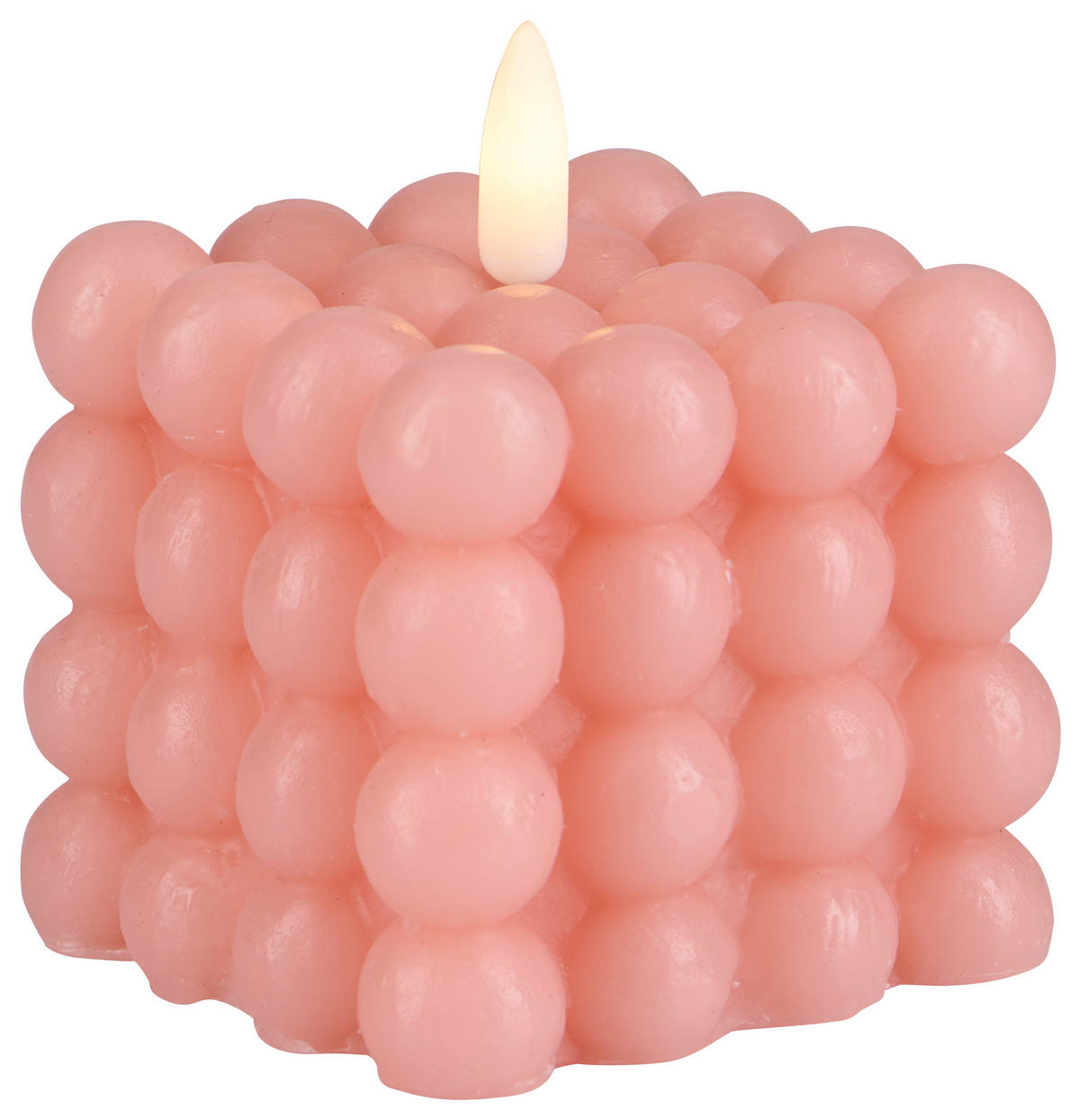 LED-KERZE  - Rosa, Trend, Naturmaterialien (7,5/7,5/7cm)