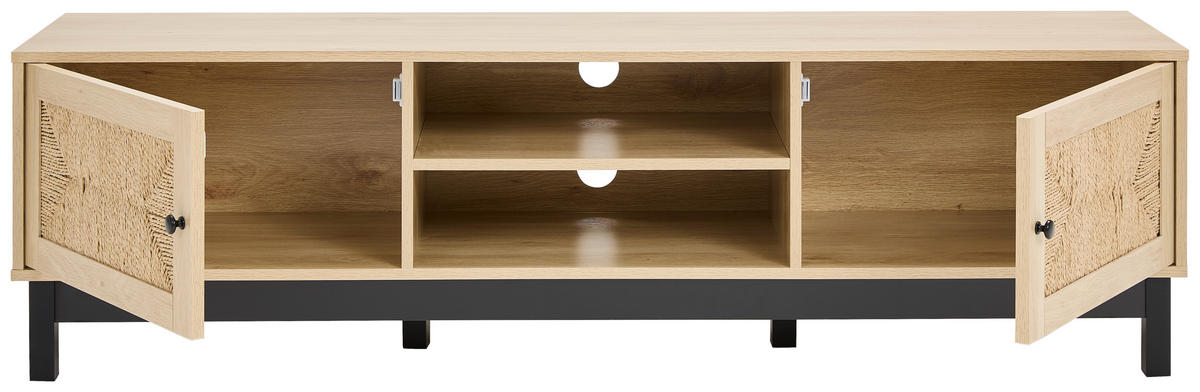 TV-BÄNK  i 160/45/39 cm  - svart/naturfärgad, Natur, metall/papper (160/45/39cm) - MID.YOU
