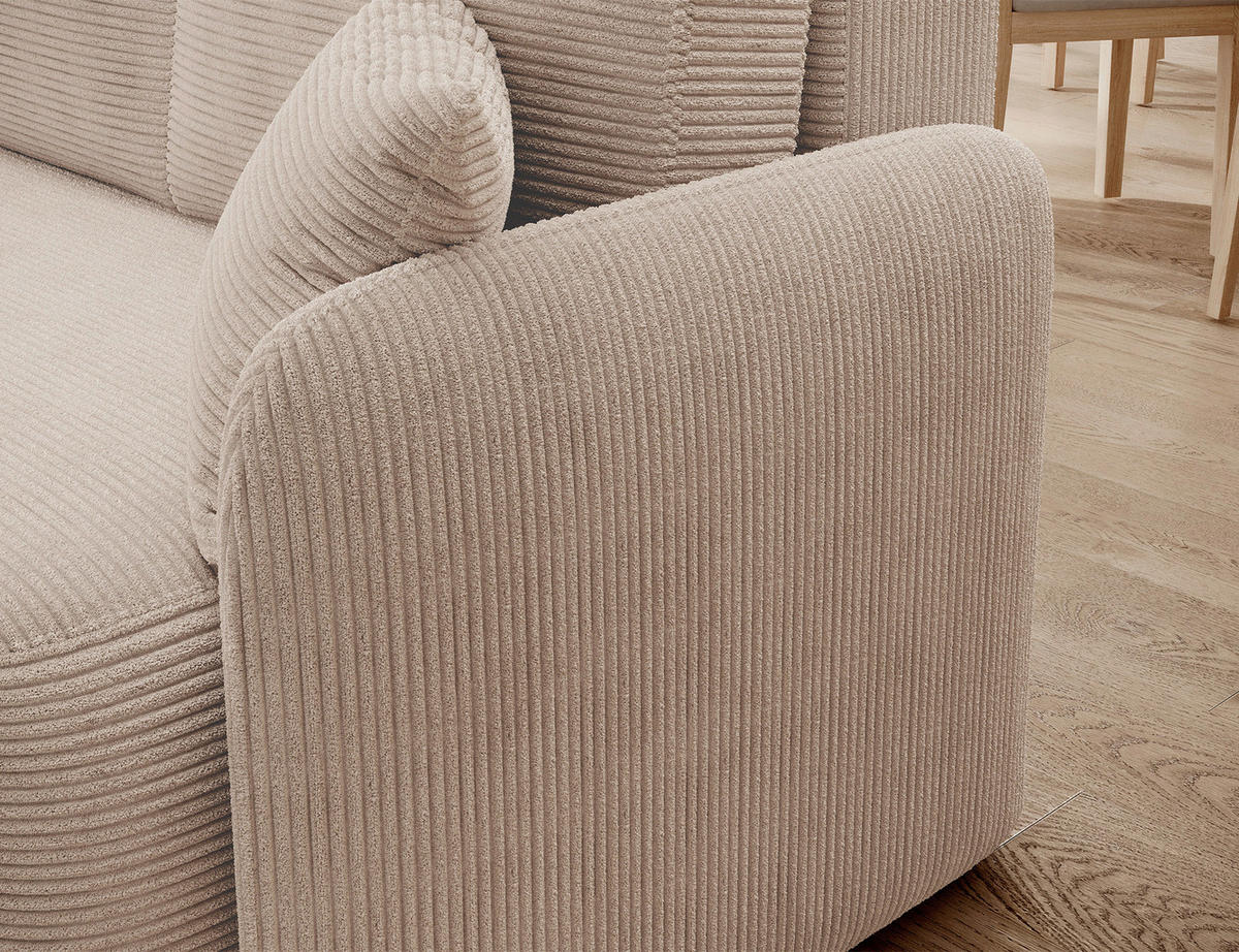 ECKSOFA HADSON in Cord Beige  150/206 cm  - Beige/Schwarz, Design, Kunststoff/Textil (150/206cm) - MID.YOU