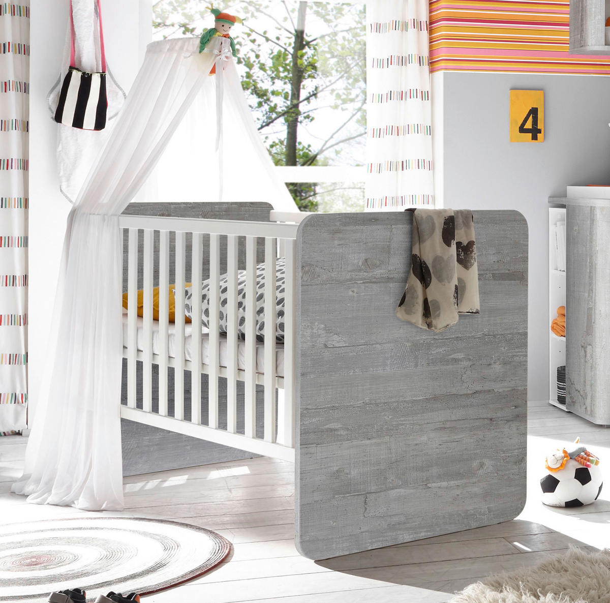 GITTERBETT Frieda    - Weiß/Grau, Basics, Holz/Holzwerkstoff (78/93/144cm)