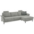 ECKSOFA  in Chenille, Flachgewebe Silberfarben  316/175 cm  - Silberfarben/Schwarz, Design, Textil/Metall (316/175cm) - Dieter Knoll