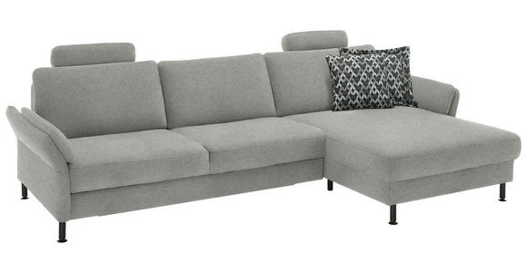 ECKSOFA  in Chenille, Flachgewebe Silberfarben  316/175 cm  - Silberfarben/Schwarz, Design, Textil/Metall (316/175cm) - Dieter Knoll