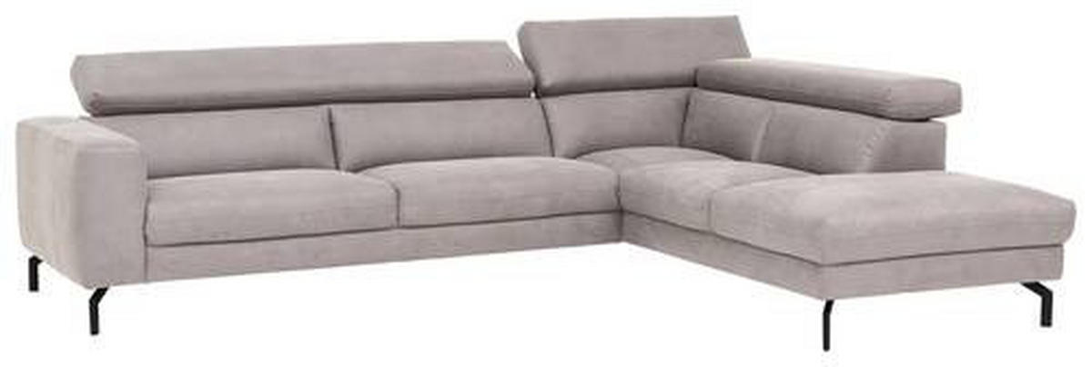 ECKSOFA in Mikrofaser Silberfarben  - Silberfarben/Schwarz, Modern, Textil/Metall (305/233cm) - Trendmanufaktur